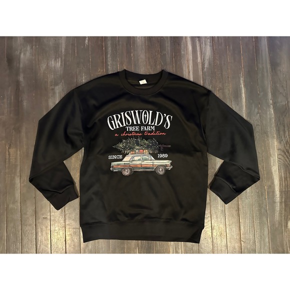 Tops - Griswolds Tree Farm Christmas Vacation Sweatshirt Black Graphic Crewneck